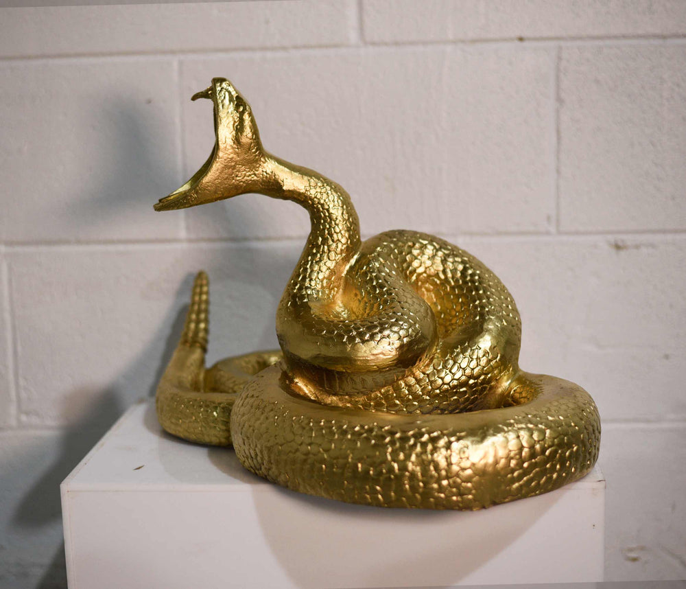 Products Vintage Gilded Coiled Cast Metal Rattlesnake Statue