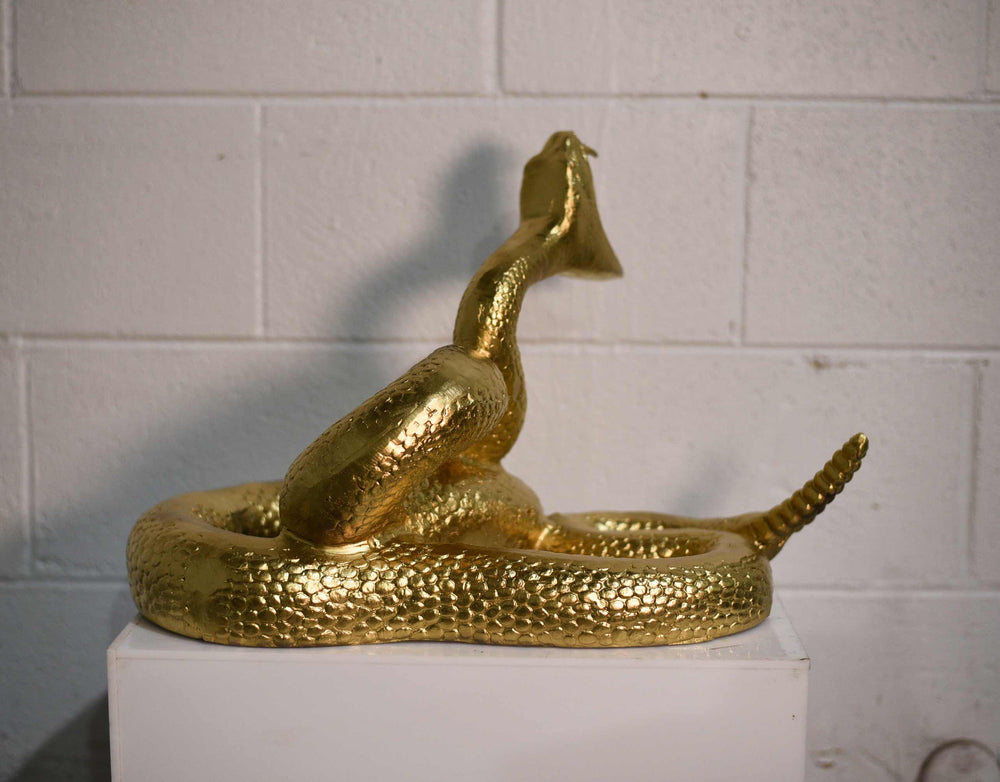 Products Vintage Gilded Coiled Cast Metal Rattlesnake Statue