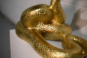 Products Vintage Gilded Coiled Cast Metal Rattlesnake Statue