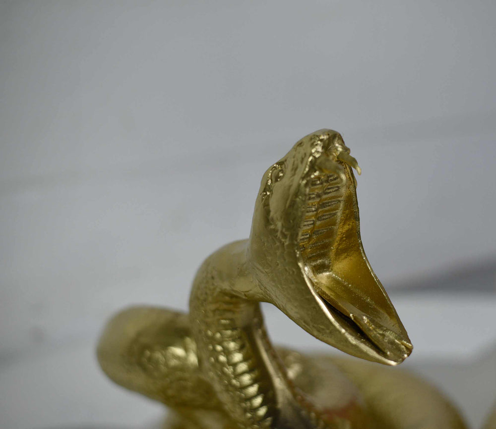 Metal Snake Rattle Vintage Gilded Coiled Cast Metal Rattlesnake Statue #2 – Firebird Furniture