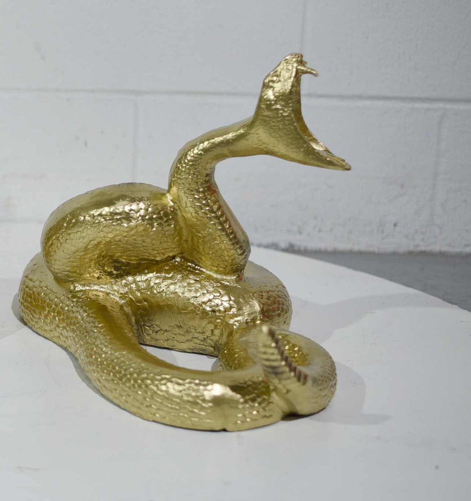 Products Vintage Gilded Coiled Cast Metal Rattlesnake Statue