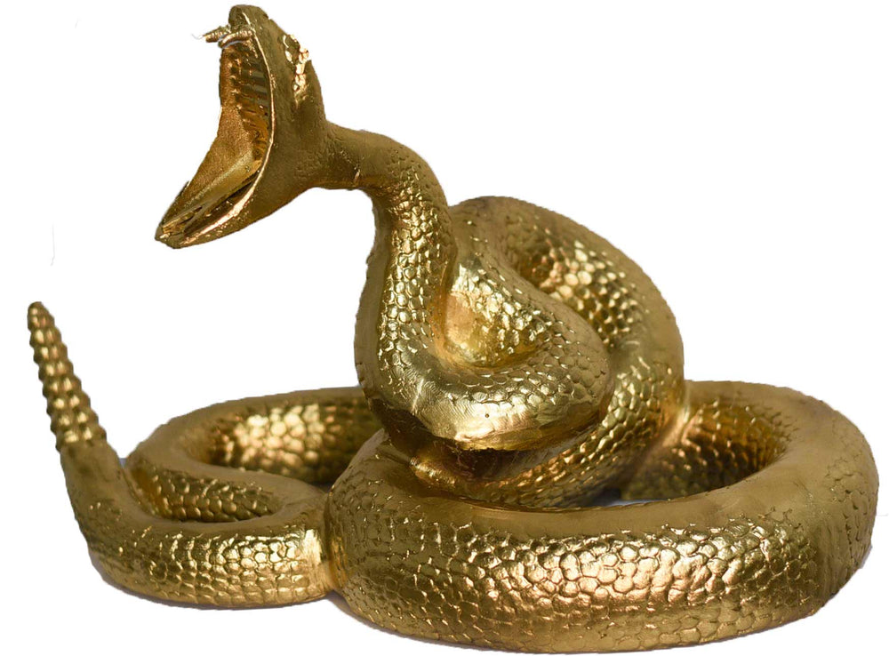 Metal Snake Rattle Vintage Gilded Coiled Cast Metal Rattlesnake Statue – Firebird Furniture
