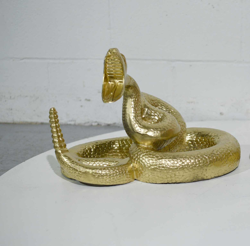 Metal Snake Rattle Vintage Gilded Coiled Cast Metal Rattlesnake Statue – Firebird Furniture