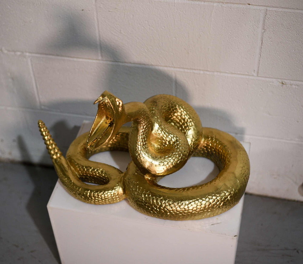 Metal Snake Rattle Vintage Gilded Coiled Cast Metal Rattlesnake Statue – Firebird Furniture