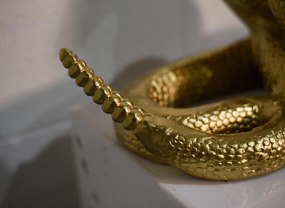 Products Vintage Gilded Coiled Cast Metal Rattlesnake Statue
