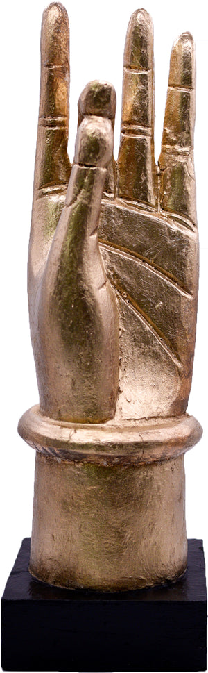 Vintage Gilted Wood Block  Karana Mudra Hand Gesture Buddha Yoga - Large