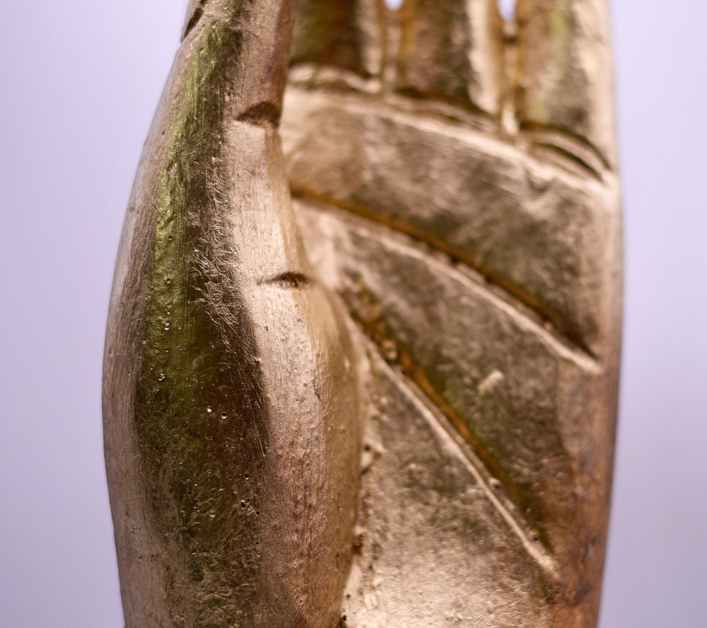 Vintage Gilted Wood Block  Karana Mudra Hand Gesture Buddha Yoga - Large