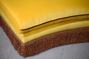 Vintage Hollywood Glam Semi-Circle Yellow Red Velour Curved Sofa Set - 2 Pieces