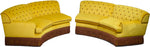 Vintage Hollywood Glam Semi-Circle Yellow Red Velour Curved Sofa Set - 2 Pieces