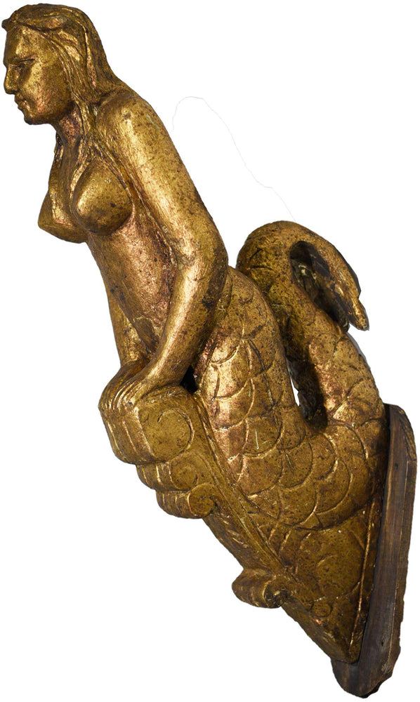 Vintage Maidenhead Carved Wooden Bust Bow Of The Ship Mermaid