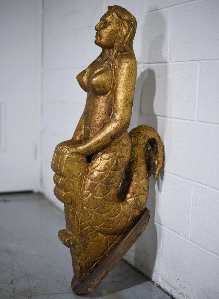 Vintage Maidenhead Carved Wooden Bust Bow Of The Ship Mermaid