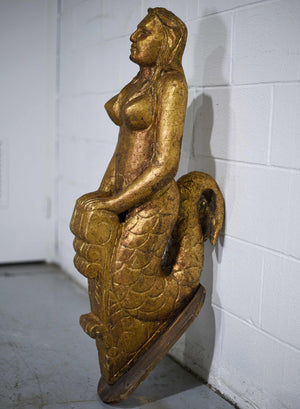 Vintage Maidenhead Carved Wooden Bust Bow Of The Ship Mermaid