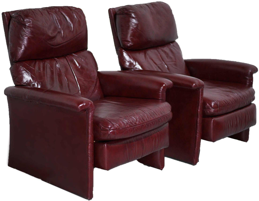 Vintage Genuine Oxblood Leather Recliner Chairs by Bradington Young - A Pair