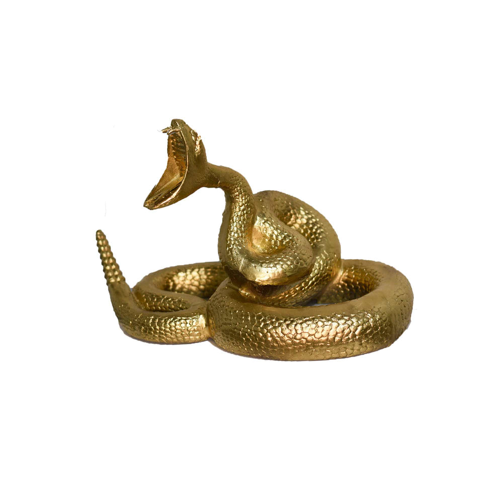 Products Vintage Gilded Coiled Cast Metal Rattlesnake Statue