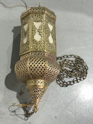 Mid 20th Century Pierced Brass Moroccan Hanging Lantern