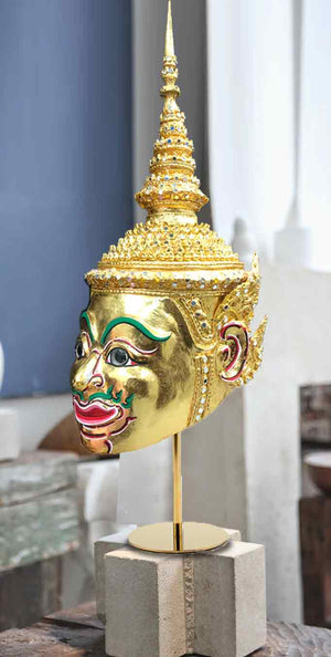 Thai Gilt Khon Mask Dancers Headdress Costume Handcrafted Artwork