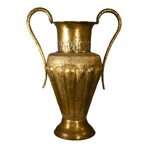 Vintage Classical Hammered Brass Amphora Vase 22 Inches