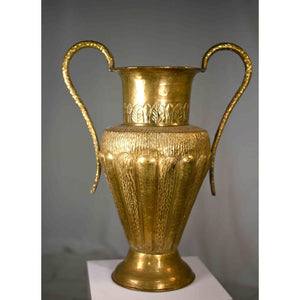Vintage Classical Hammered Brass Amphora Vase 22 Inches