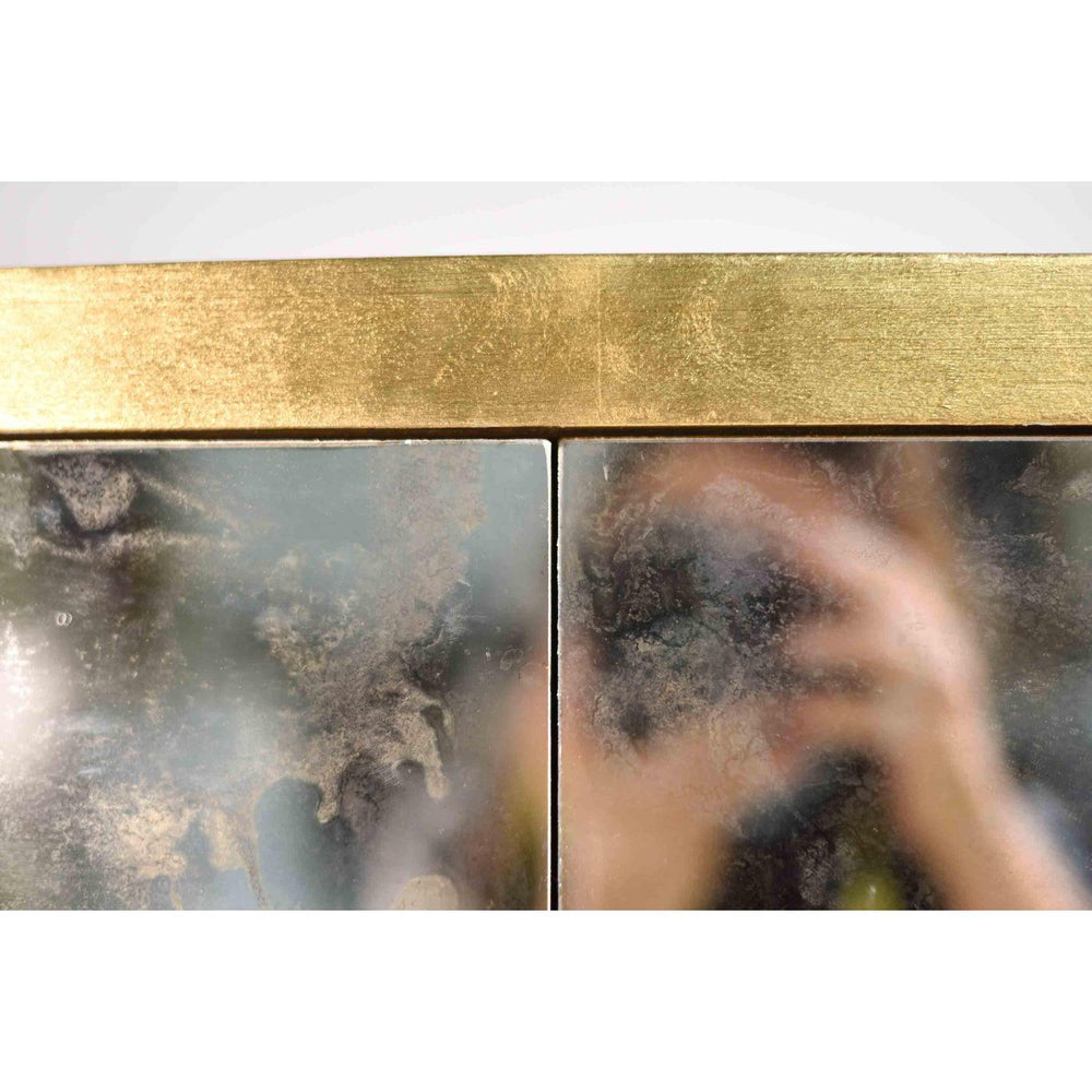 Worlds Away Art Deco Winslow Gold Antiqued Mirror 2 Door Cabinet